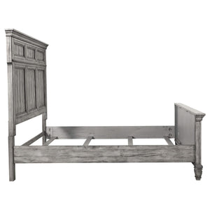 Cama Queen con paneles de madera Avenue, color gris desgastado