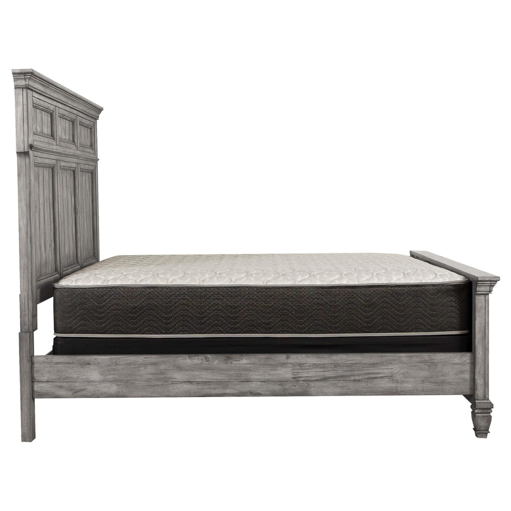 Cama Queen con paneles de madera Avenue, color gris desgastado