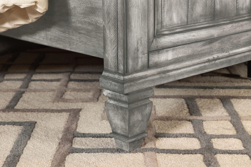 Cama Queen con paneles de madera Avenue, color gris desgastado