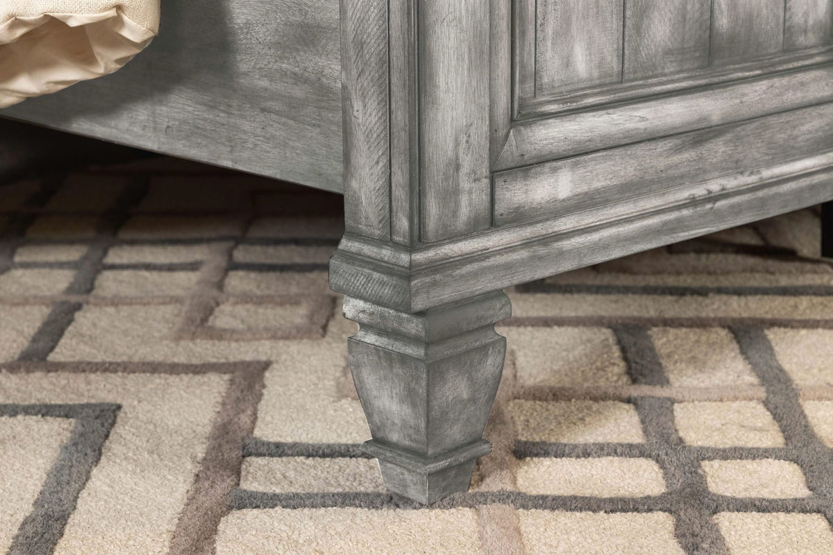 Cama Queen con paneles de madera Avenue, color gris desgastado