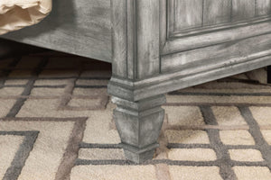 Cama Queen con paneles de madera Avenue, color gris desgastado