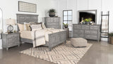Cama Queen con paneles de madera Avenue, color gris desgastado