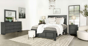 Juego de dormitorio Lorenzo Eastern King de 4 piezas en gris oscuro