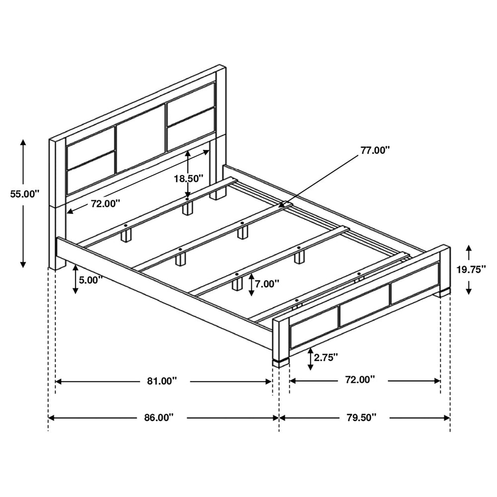 Juego de dormitorio Lorenzo Eastern King de 4 piezas en gris oscuro