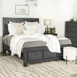 Cama California King con paneles Lorenzo Wood, gris oscuro
