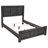 Cama California King con paneles Lorenzo Wood, gris oscuro