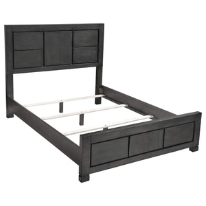 Cama California King con paneles Lorenzo Wood, gris oscuro