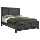 Cama California King con paneles Lorenzo Wood, gris oscuro