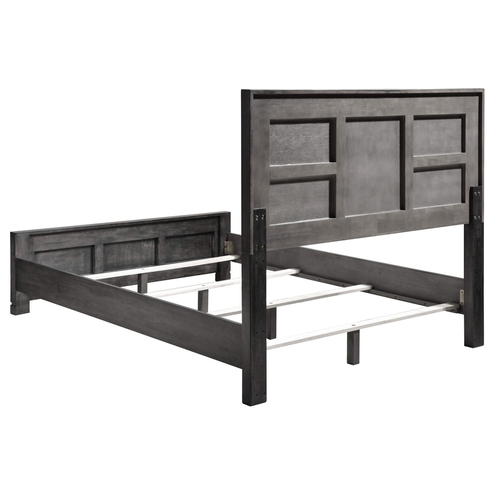 Cama California King con paneles Lorenzo Wood, gris oscuro