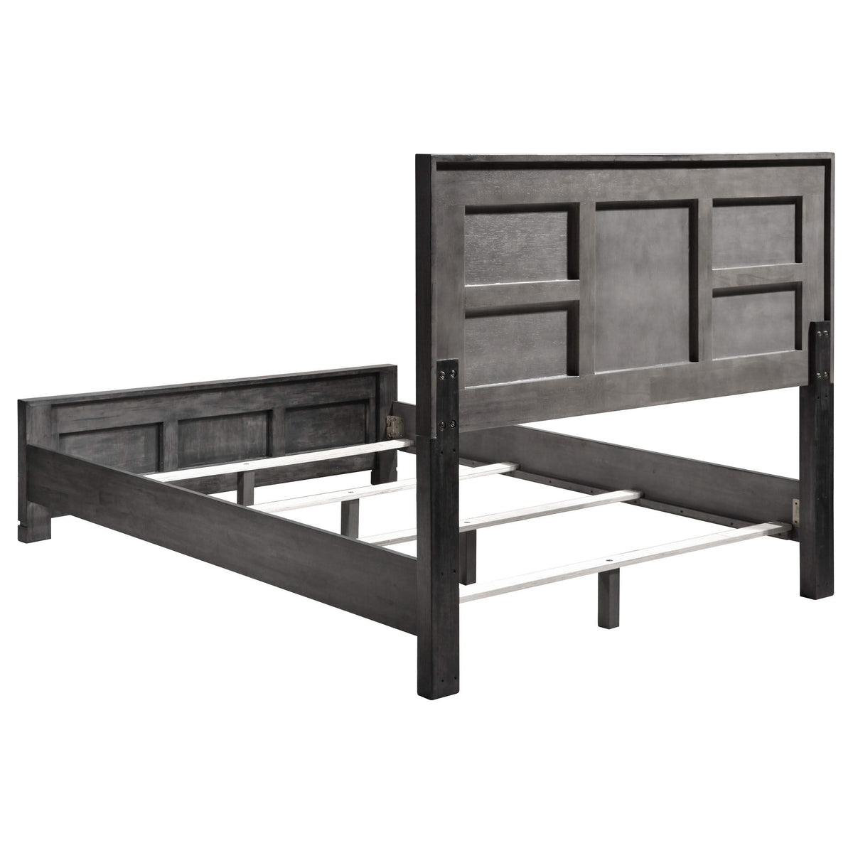 Cama California King con paneles Lorenzo Wood, gris oscuro