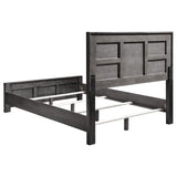Cama California King con paneles Lorenzo Wood, gris oscuro