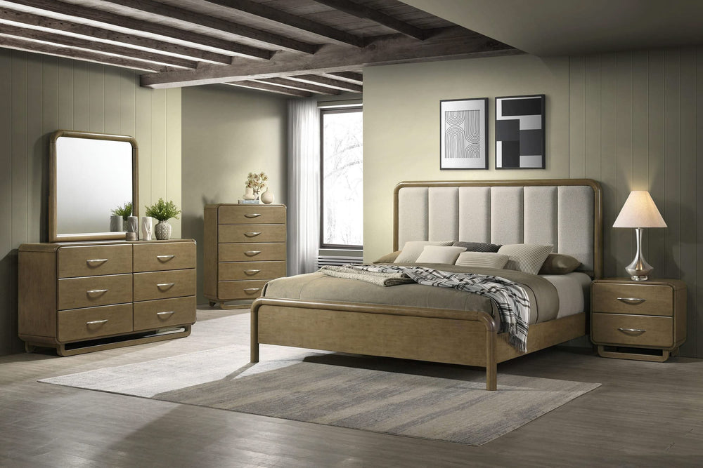 Cama Queen Amsbury tapizada de 59 pulgadas color nuez moscada