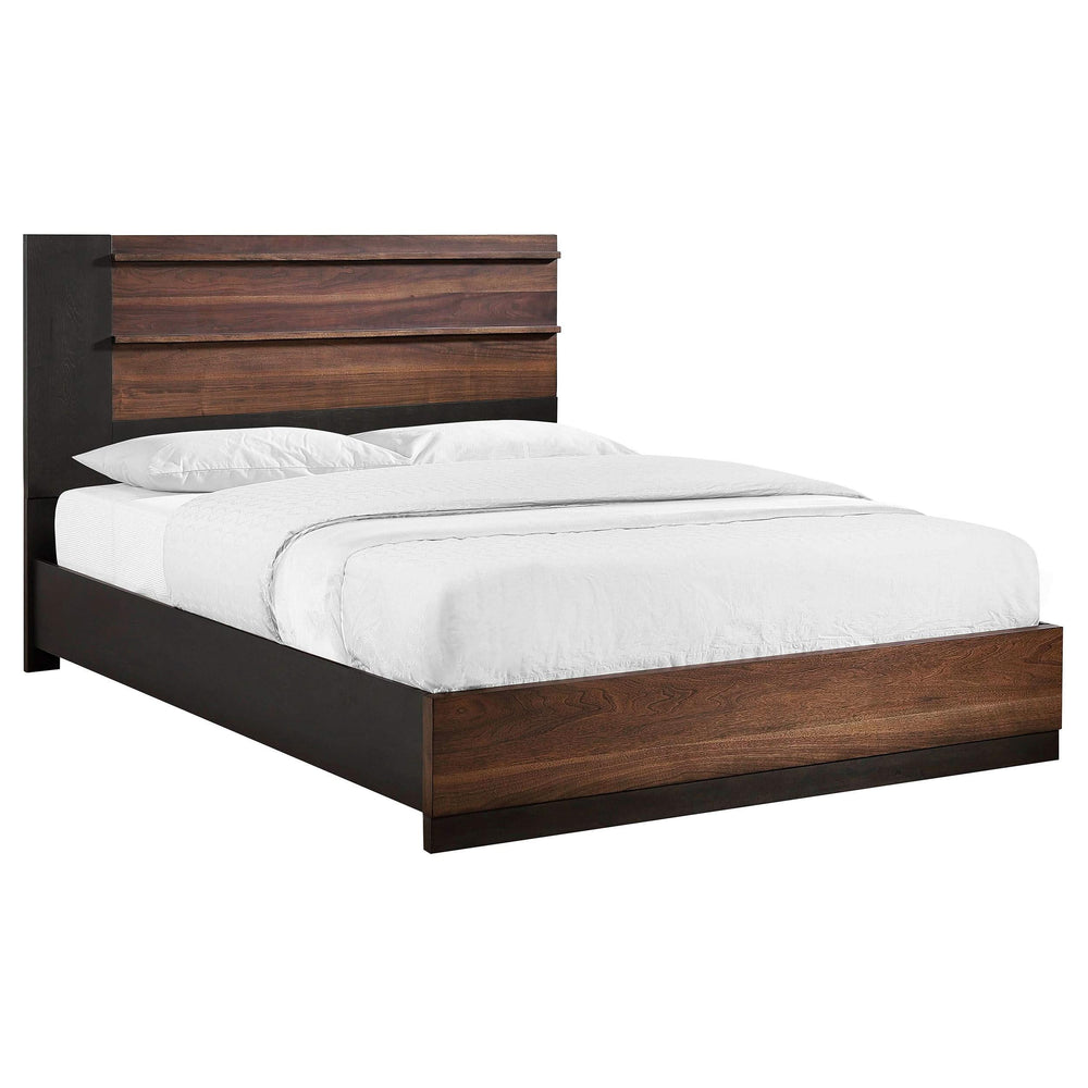 Cama Queen con paneles de madera Azalia en nogal