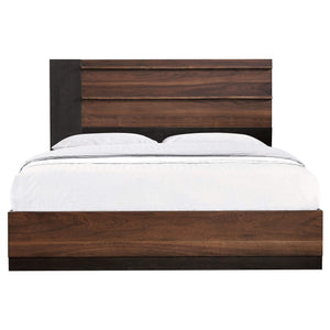 Cama Queen con paneles de madera Azalia en nogal