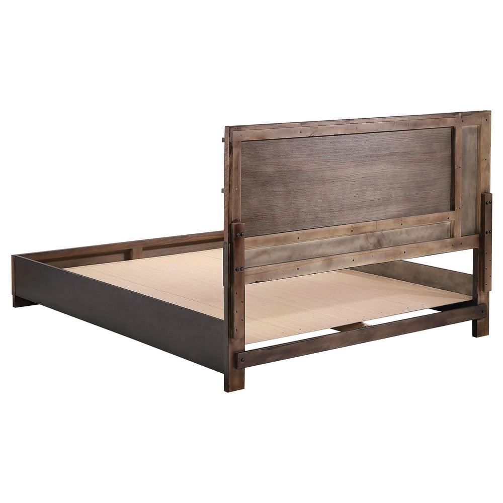 Cama Queen con paneles de madera Azalia en nogal
