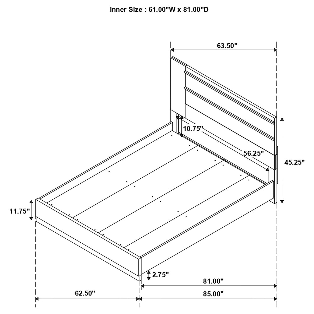 Cama Queen con paneles de madera Azalia en nogal