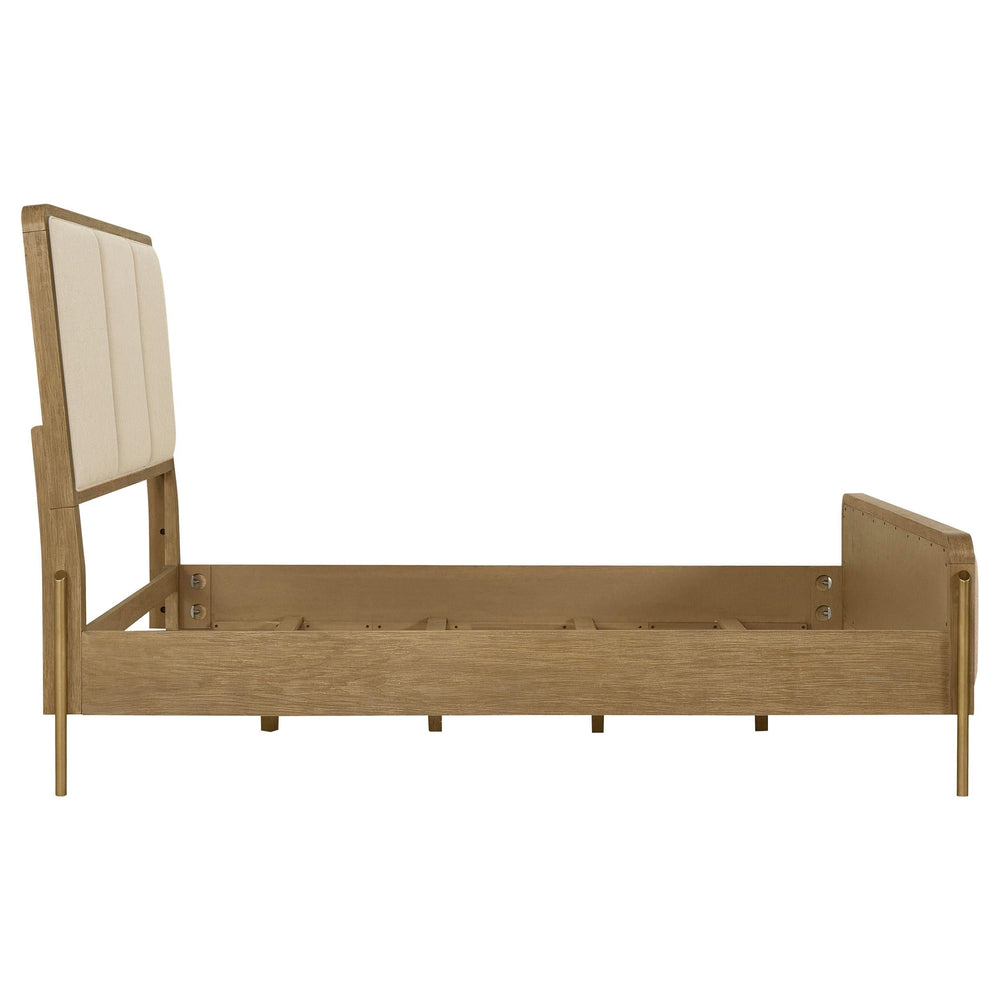 Cama Arini Eastern King de 56 pulgadas con paneles en tonos crema y arena