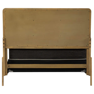 Cama Arini tapizada con paneles estilo oriental, tamaño king, en tonos arena y gris