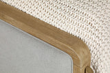 Cama Arini tapizada con paneles estilo oriental, tamaño king, en tonos arena y gris
