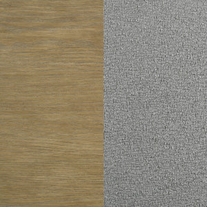 Cama Arini tapizada con paneles estilo oriental, tamaño king, en tonos arena y gris