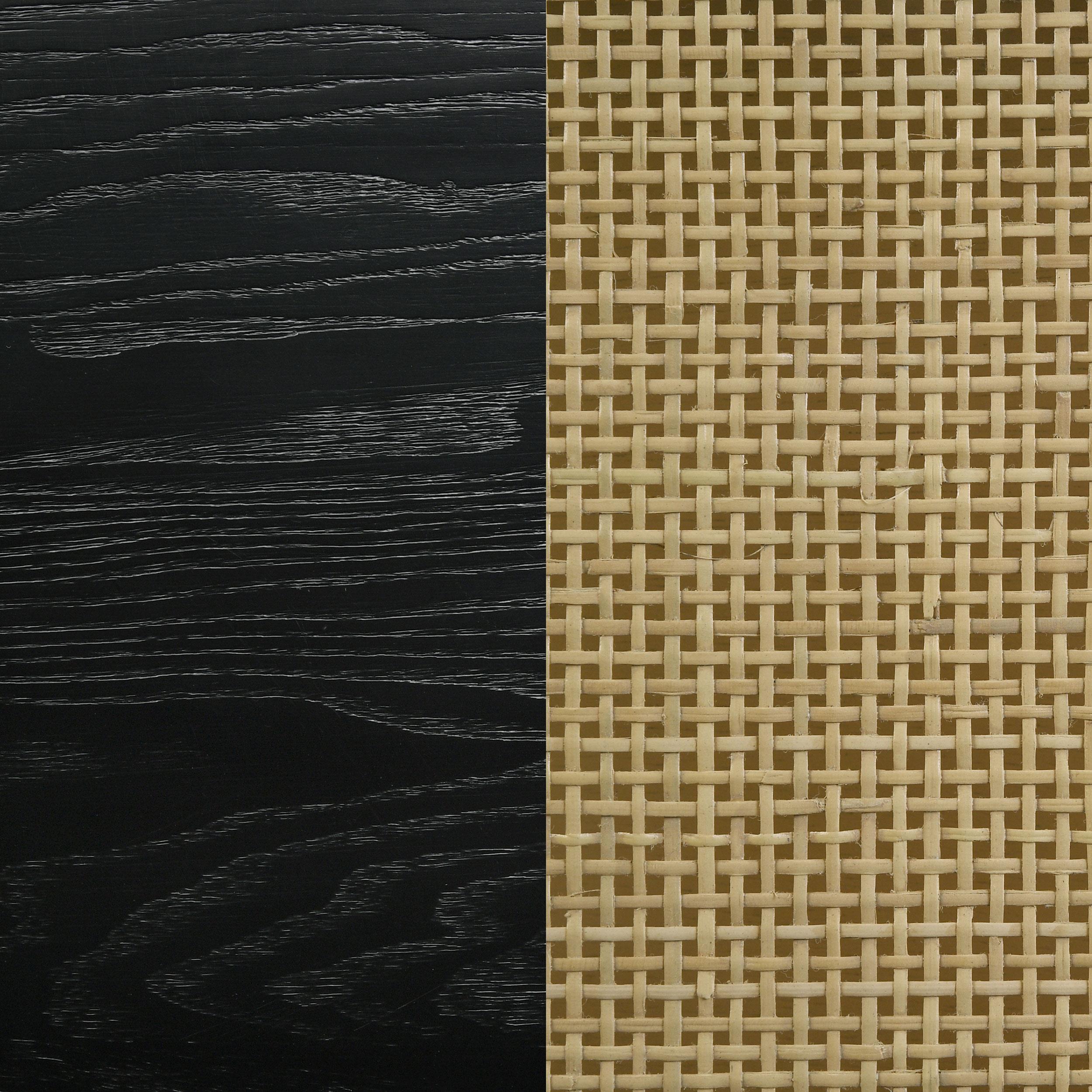 Arini Rattan California King Panel Bed Black and Natural