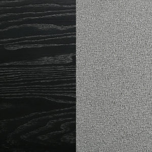 Cama Arini tapizada con paneles en color negro y gris