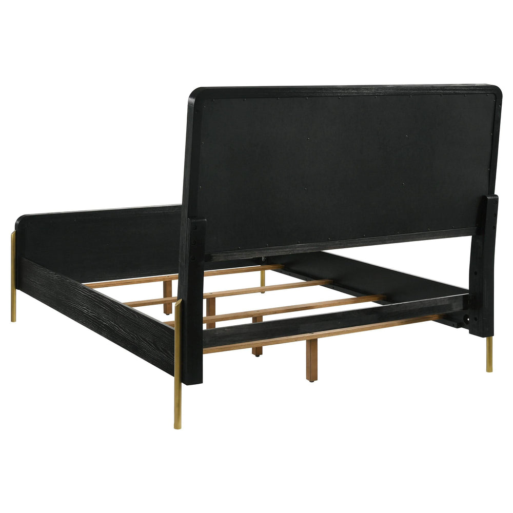 Cama California King Arini de 56 pulgadas con paneles en color crema y negro
