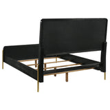 Cama California King Arini de 56 pulgadas con paneles en color crema y negro