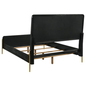 Cama California King Arini de 56 pulgadas con paneles en color crema y negro