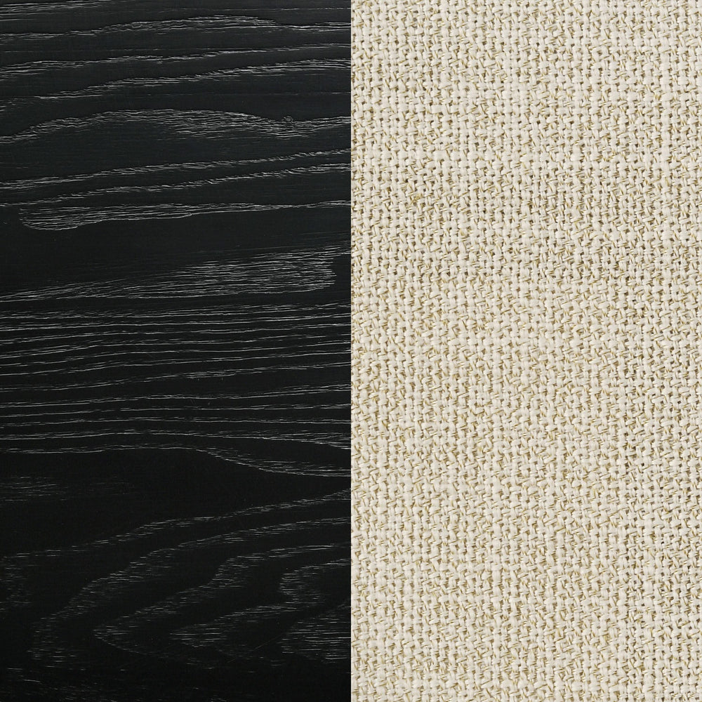 Cama California King Arini de 56 pulgadas con paneles en color crema y negro