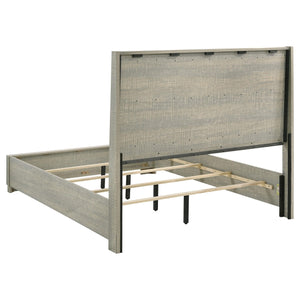 Cama de paneles rectangulares Channing de roble gris aserrado en bruto