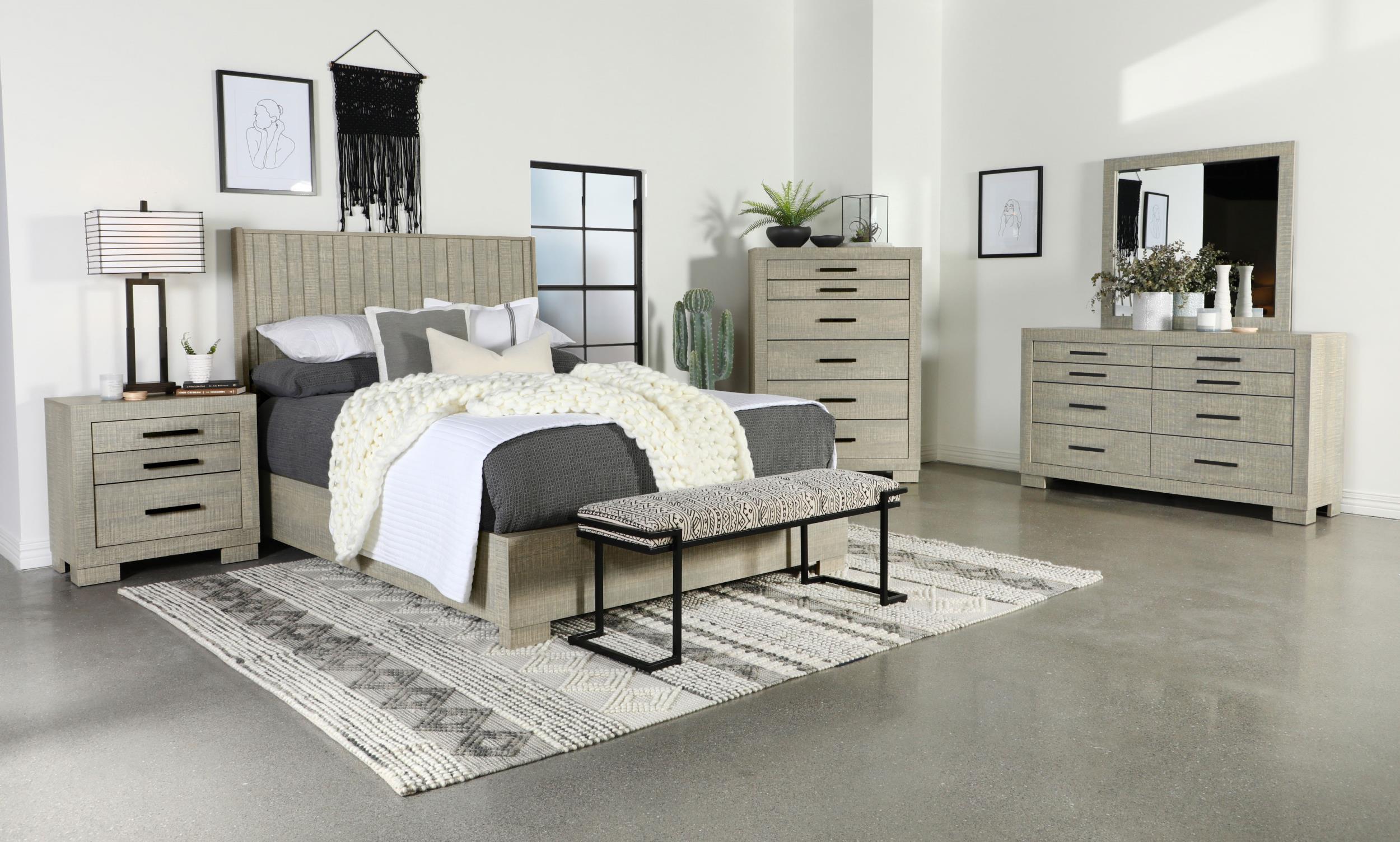 Channing Rectangular Panel Bed Rough Sawn Grey Oak