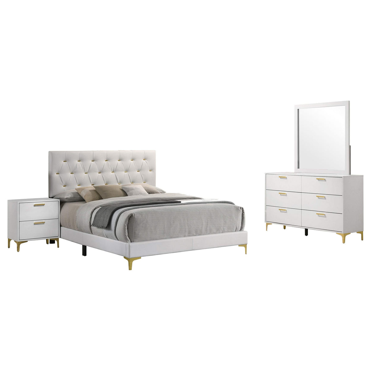 Juego de dormitorio Kendall de 4 piezas tamaño Queen en blanco