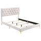 Cama Queen tapizada Kendall con paneles blancos