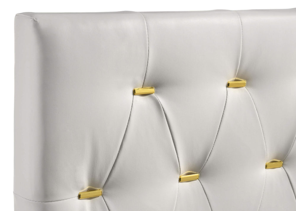 Cama Queen tapizada Kendall con paneles blancos