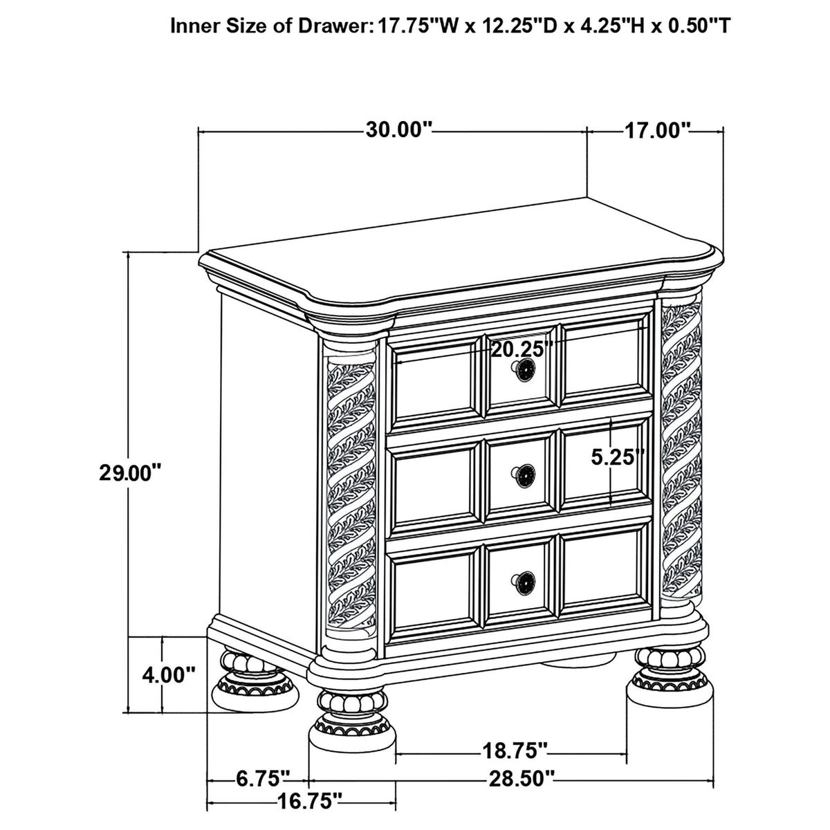 Juego de dormitorio Emmett California King de 5 piezas en nogal
