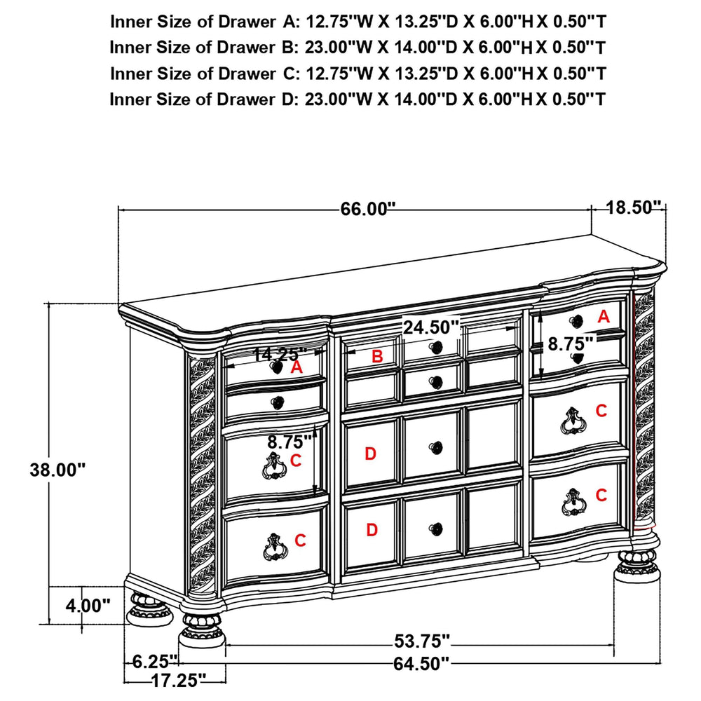 Juego de dormitorio Emmett California King de 5 piezas en nogal