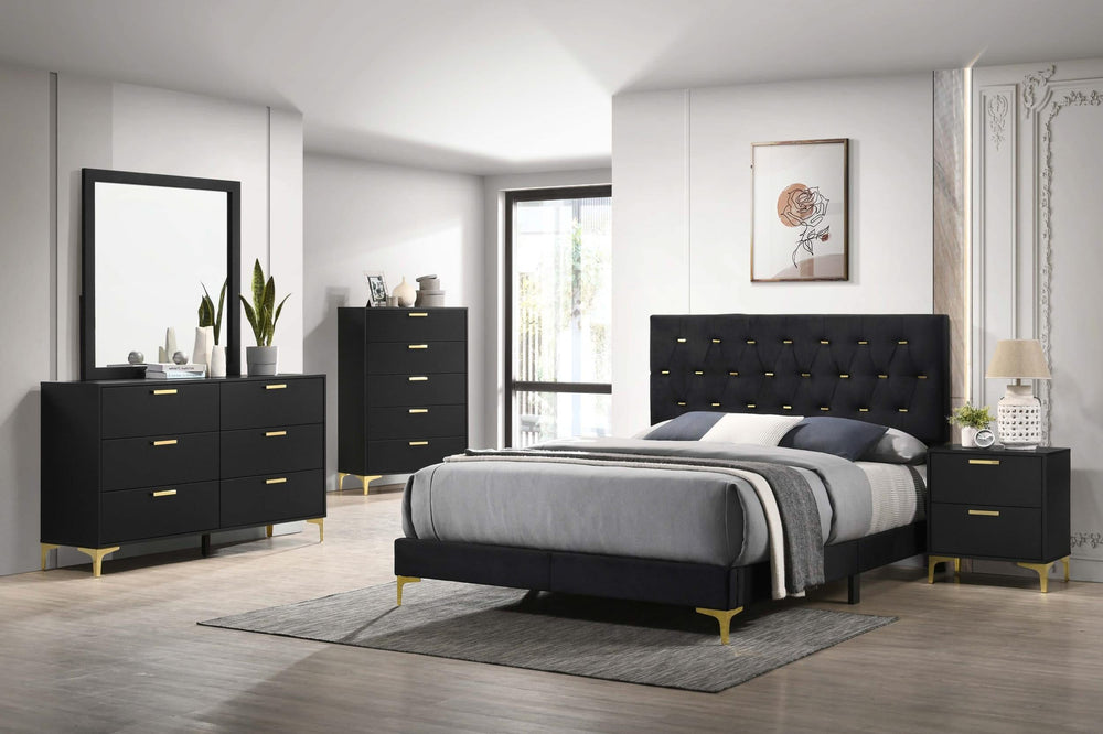 Juego de dormitorio Kendall Queen de 5 piezas, color negro
