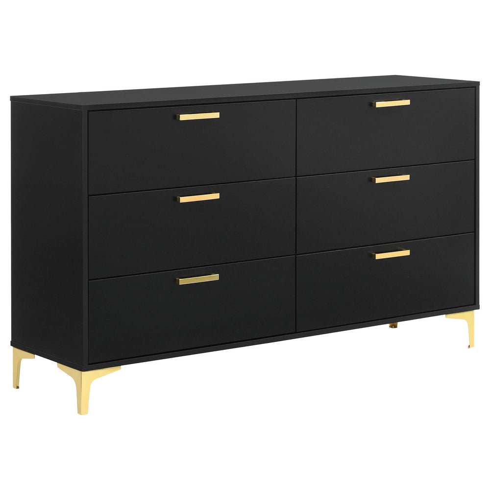 Juego de dormitorio Kendall Queen de 5 piezas, color negro