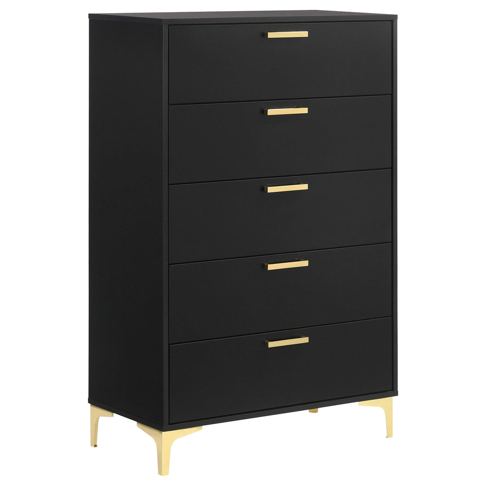 Juego de dormitorio Kendall Queen de 5 piezas, color negro
