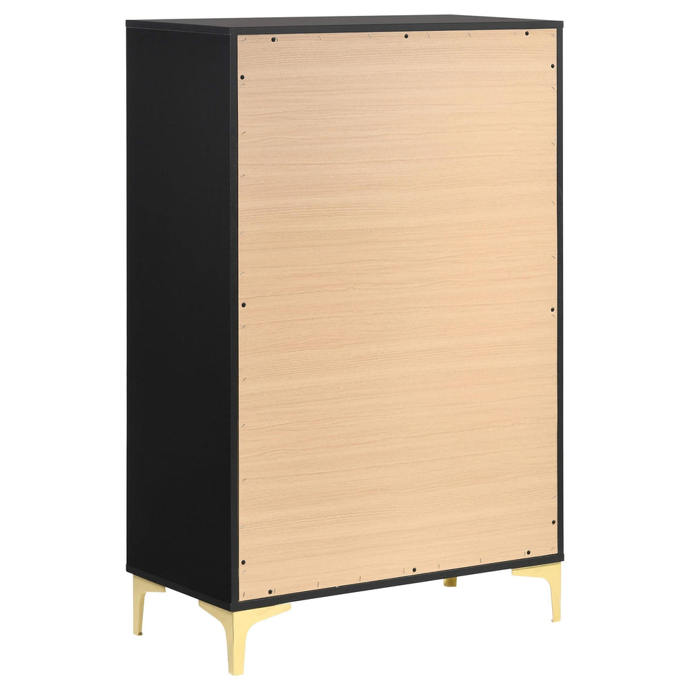 Juego de dormitorio Kendall Queen de 5 piezas, color negro