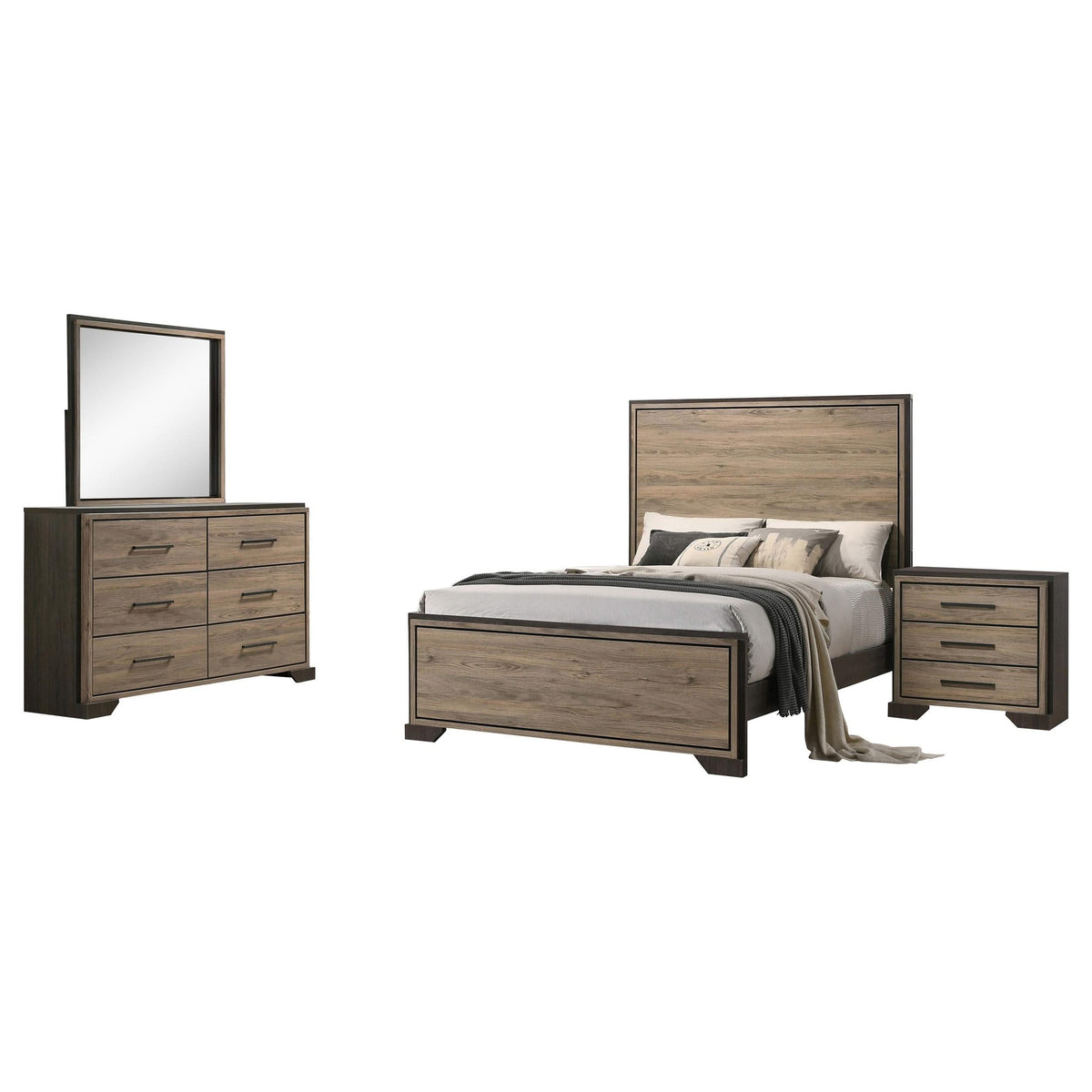 Juego de dormitorio Baker Eastern King de 4 piezas en color topo claro