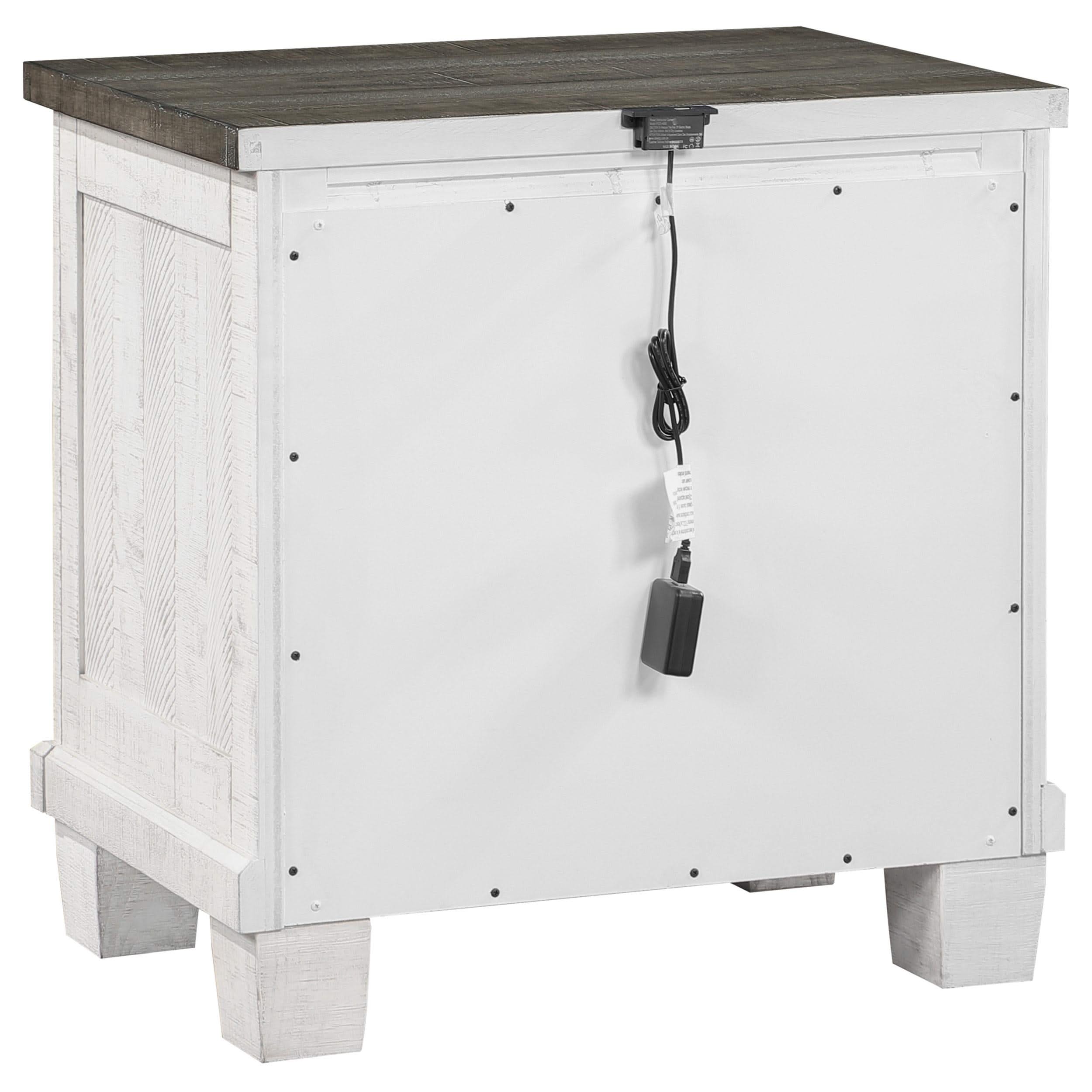 Juego de dormitorio Lilith de 5 piezas con cama tamaño king en color blanco desgastado