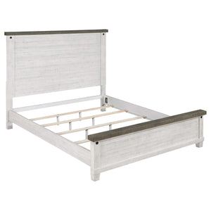 Cama Lilith Wood Eastern King con paneles en blanco envejecido
