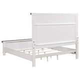 Cama Lilith Wood Eastern King con paneles en blanco envejecido