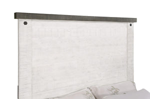 Cama Lilith Wood Eastern King con paneles en blanco envejecido