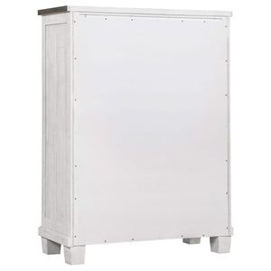 Juego de dormitorio Lilith de 5 piezas tamaño Queen en blanco desgastado