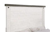 Cama Queen con paneles de madera Lilith en blanco envejecido