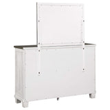 Cómoda Lilith de 7 cajones con espejo en blanco envejecido