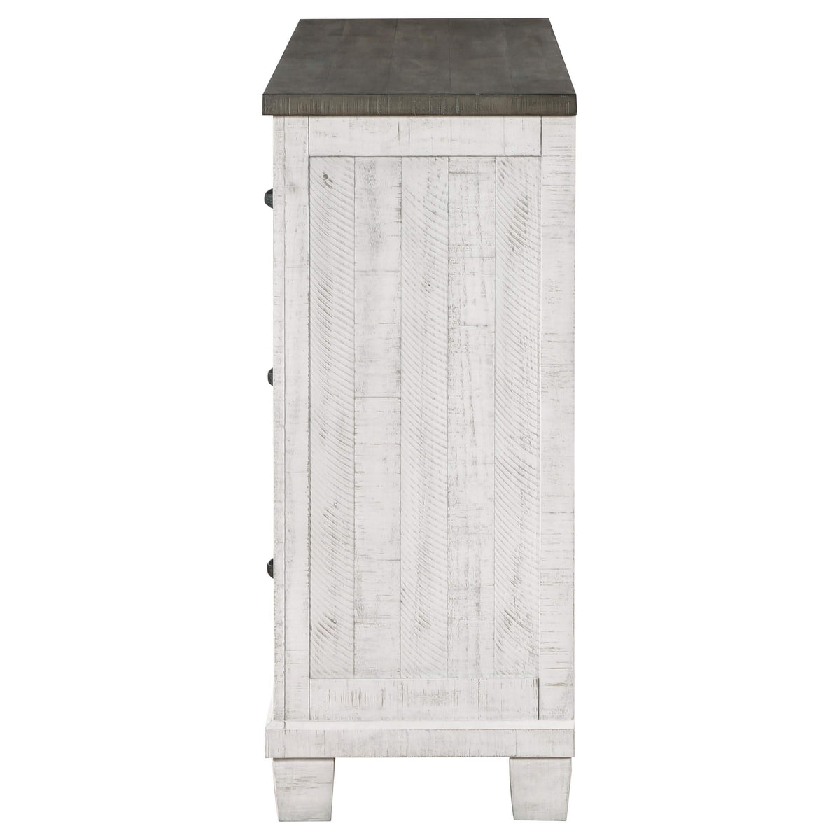 Cómoda Lilith de 7 cajones en blanco desgastado
